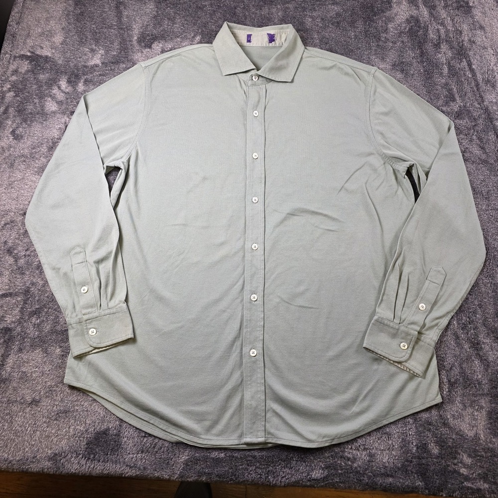 Ralph Lauren Purple Label Washed Pique Knit Shirt Mens XL Green $395